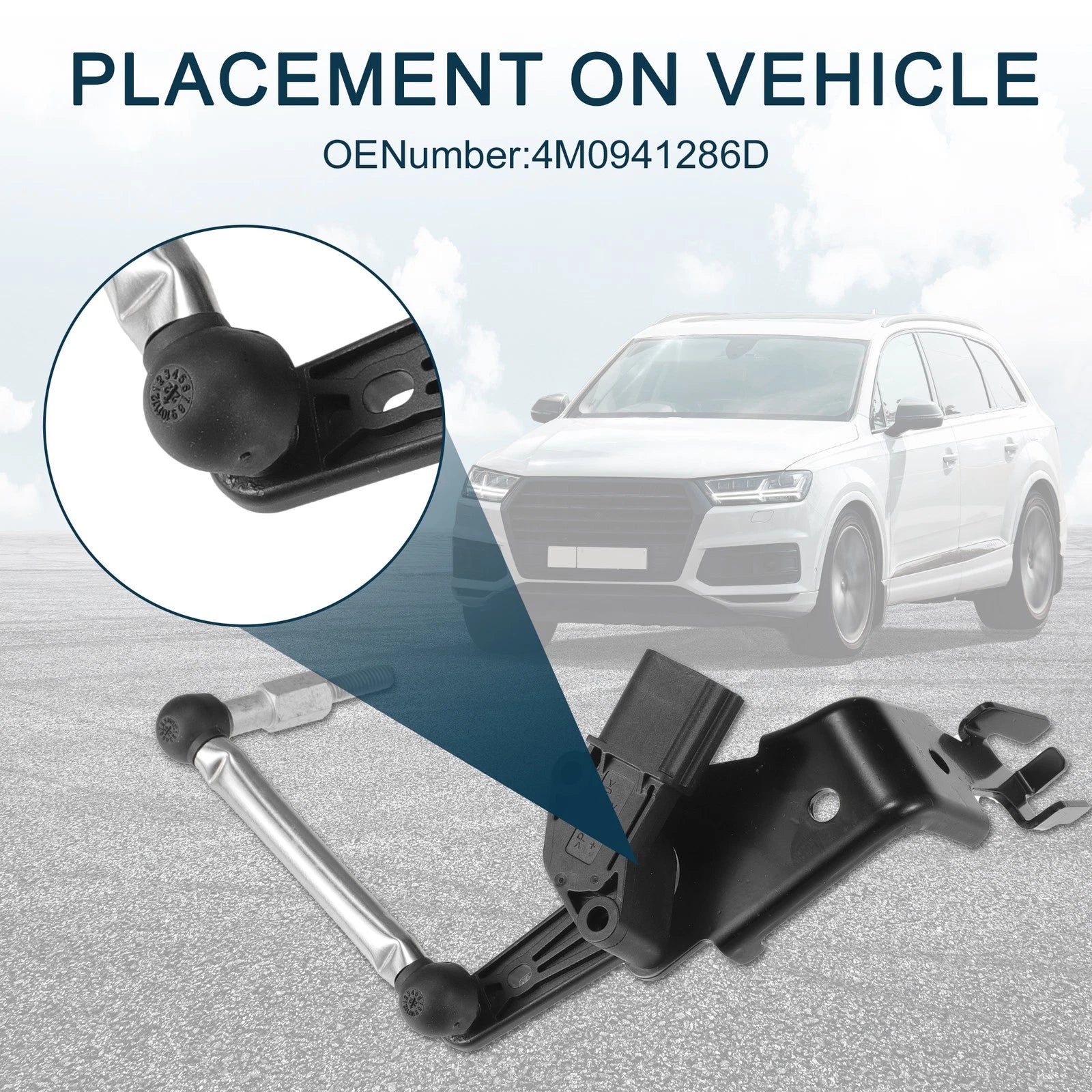 Air Suspension Ride Height Level Sensor for Audi E-tron Quattro (2019–2023) No. 4M0941286D
