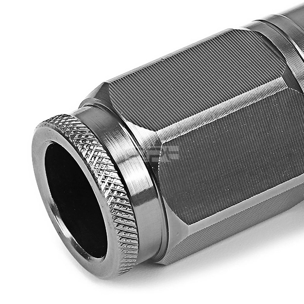 Set of 4 Open-End Aluminum Gun Metal Lug Nuts + Adapter M12x1.5 21mm OD 50mm Tall