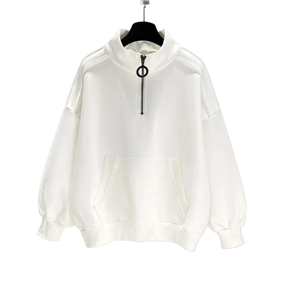 Street Style Sweatshirt for Men - Stand Collar, Zipper, Long Sleeve