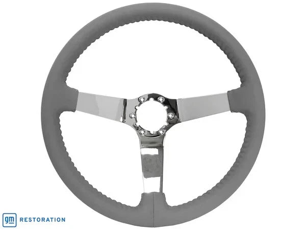 Steering Wheel Replacement 14" Gray Leather 3 Spoke for GM Comfort Grip (2004–2015)