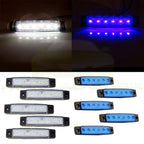 Set of 5 White Blue Sealed Side Marker Clearance Lights for Trailer Truck