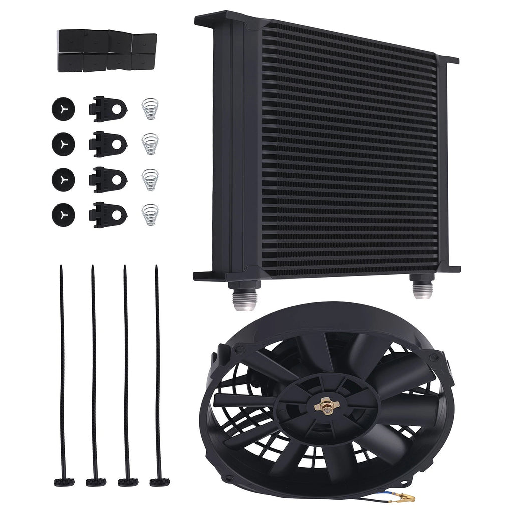 30 Row Engine Oil Cooler with 7" Fan for Universal Street Vehicles