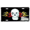 Skull with Flames License Plate Tag 6 x 12