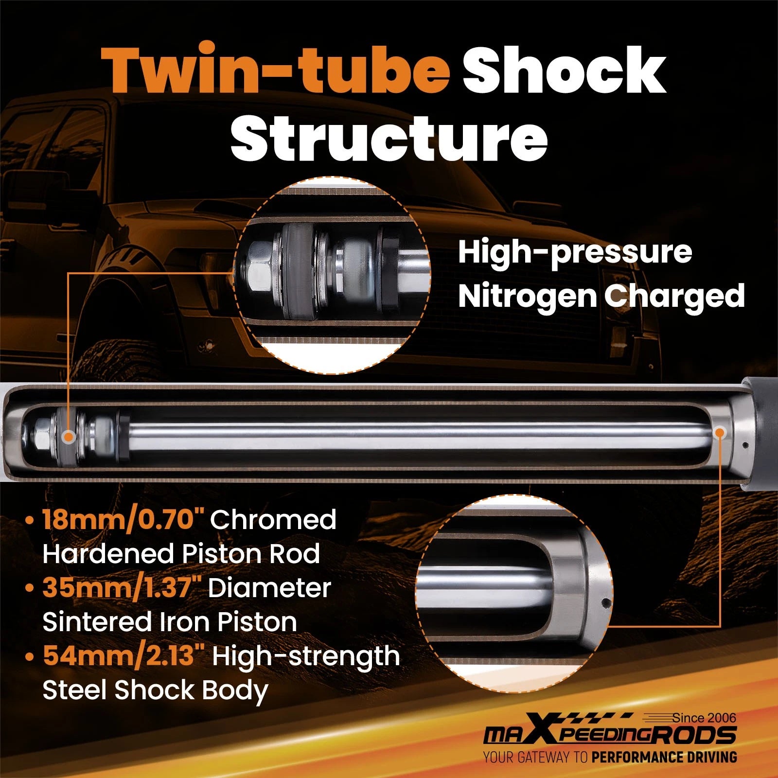 Heavy Duty Lift Shock Absorbers for Jeep Wrangler JL Unlimited (2018–2024)