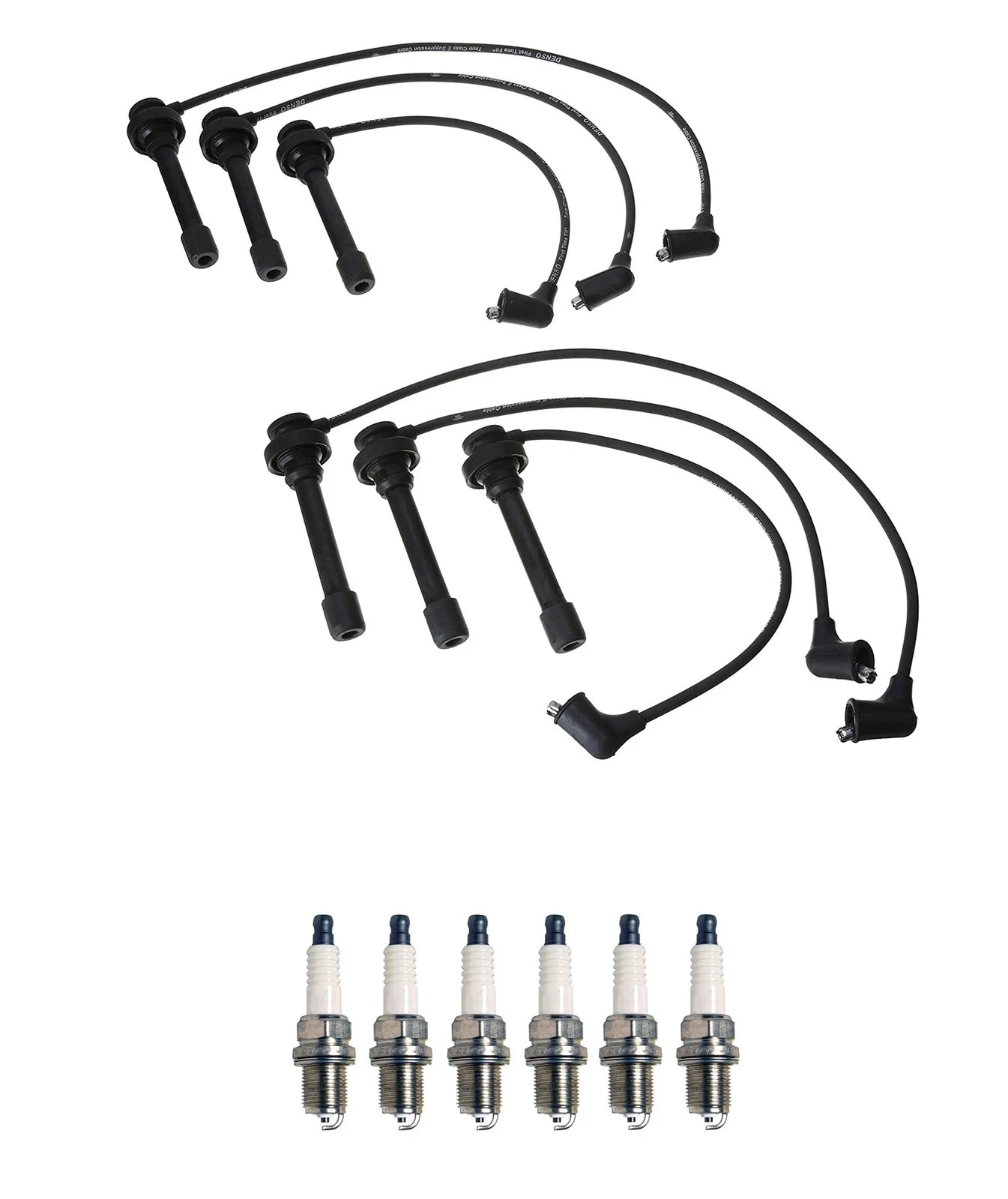 Denso 7mm Wire Set & 6 U-Groove Spark Plugs for Dodge Mitsubishi V6