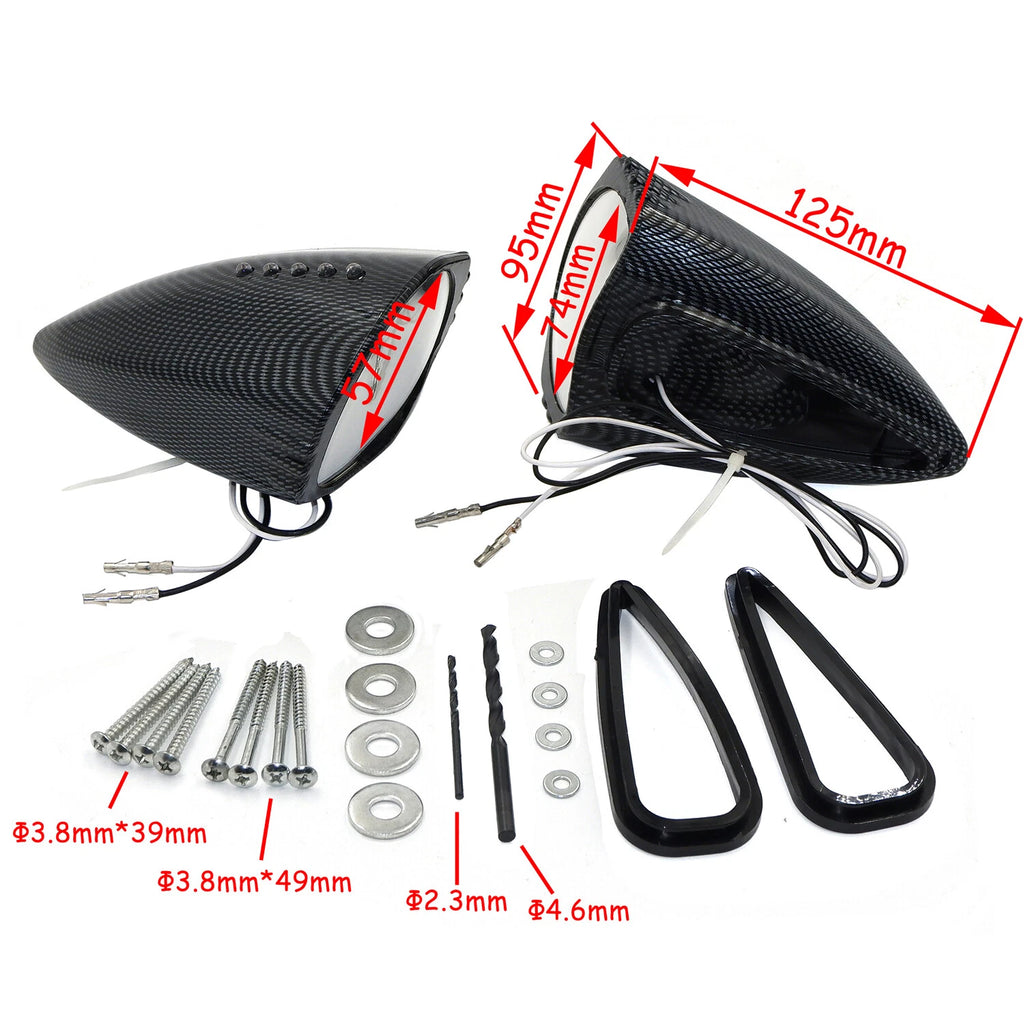LED Side Mounted Pig Spotter Rearview Mirrors for Suzuki Honda Kawasaki Yamaha