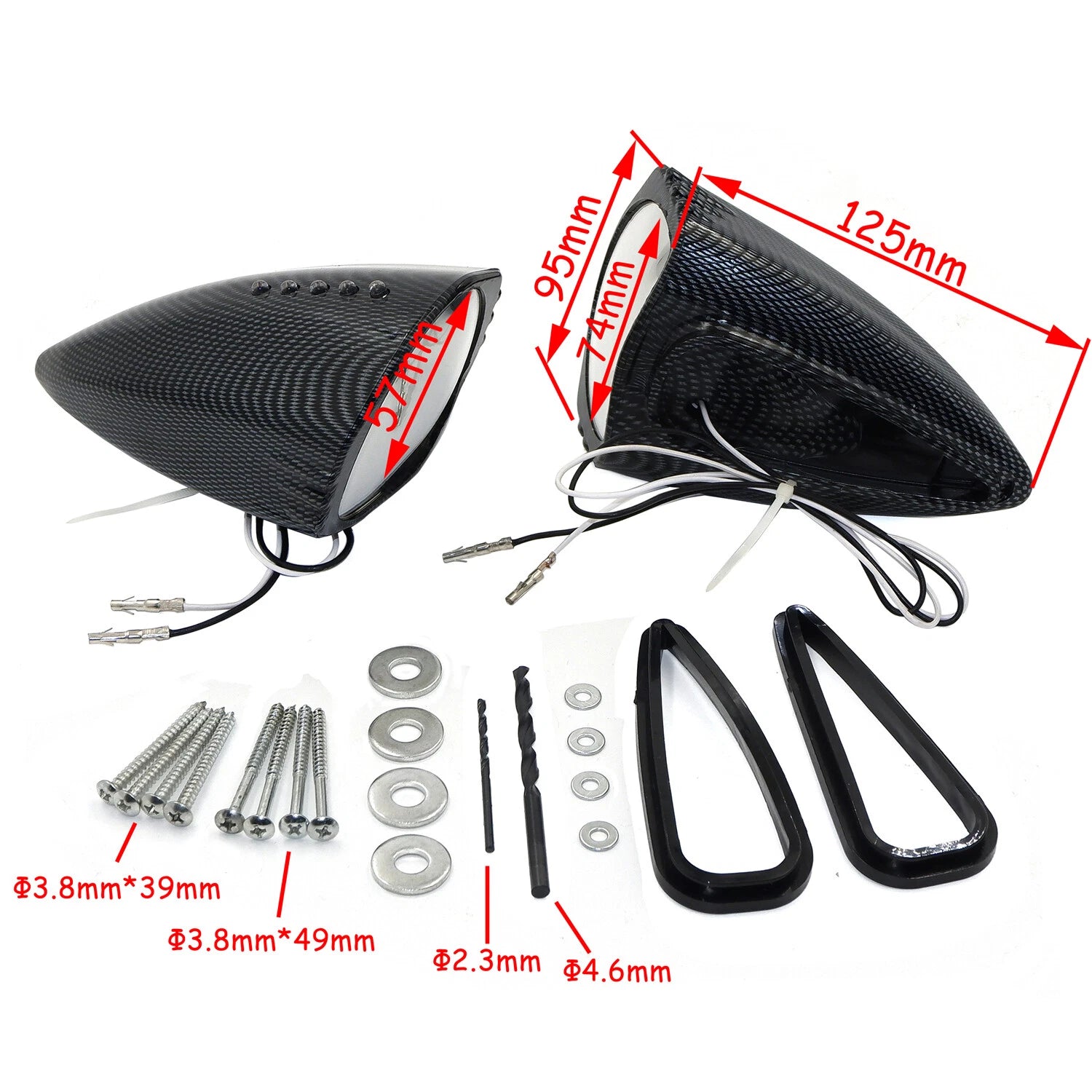 LED Side Mounted Pig Spotter Rearview Mirrors for Suzuki Honda Kawasaki Yamaha