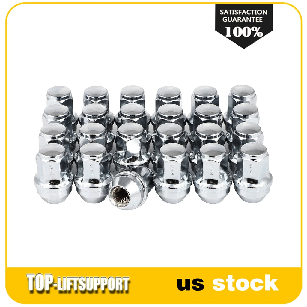 Set of 24 Bulge Acorn Lug Nuts 14x1.5 Chrome for Ford F150 Expedition