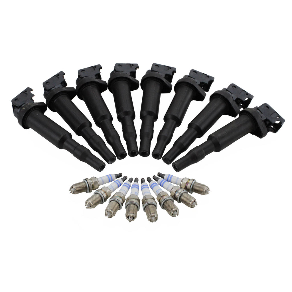 Set of 8 Ignition Coils & Spark Plugs for BMW E60 E65 (2001–2010)