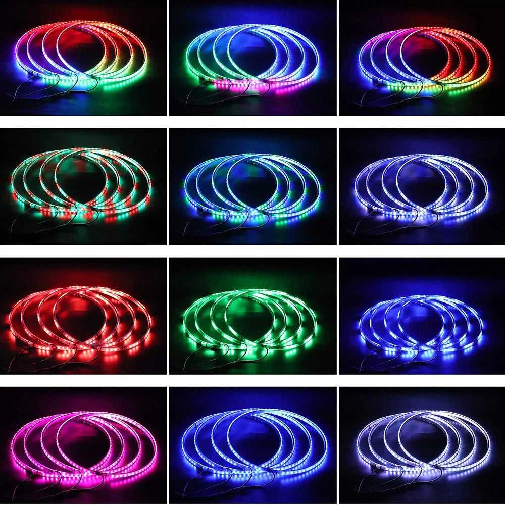 Set of 4 LED Wheel Ring Rim Lights for Universal Fit (RGB Color Chasing)