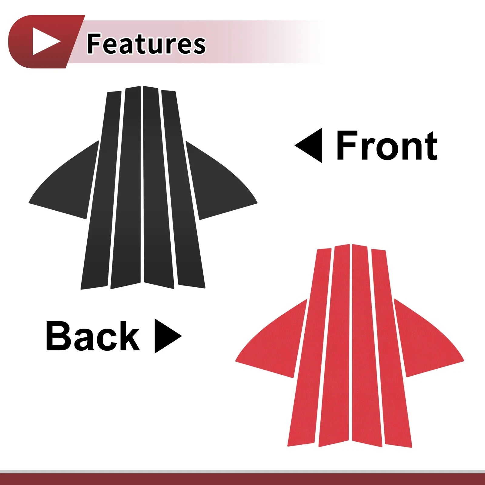6 Pcs Car Door Pillar Window Trim for Honda Civic (1992–1995) Black