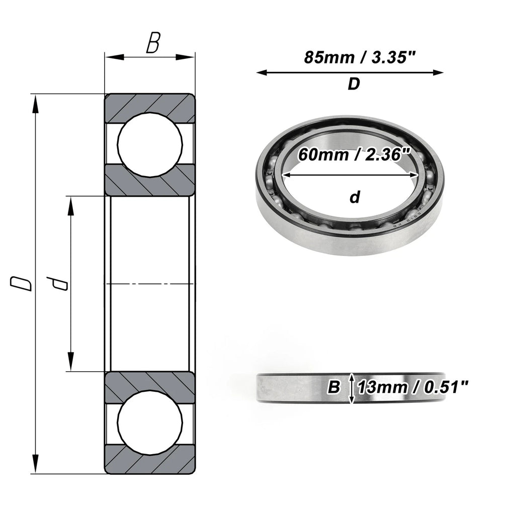 Deep Groove Ball Bearing 60x85x13mm for Scooter Skateboard (1 Pc)
