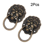 2Pcs Vintage Lion Head Door Pull Handle for Cabinet Drawer