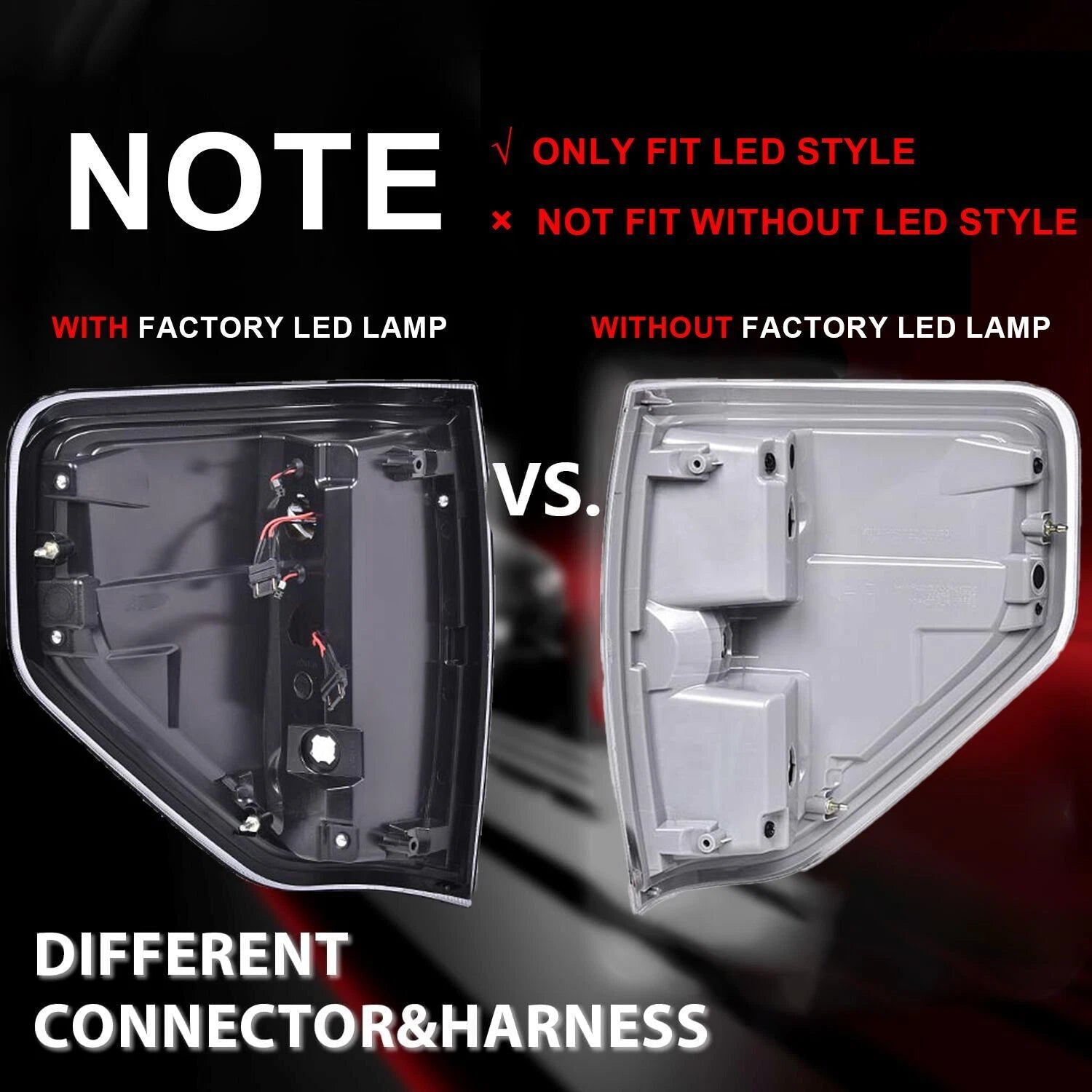 LED Tube Tail Lights for Ford F-150 (2009–2014) Black Assembly