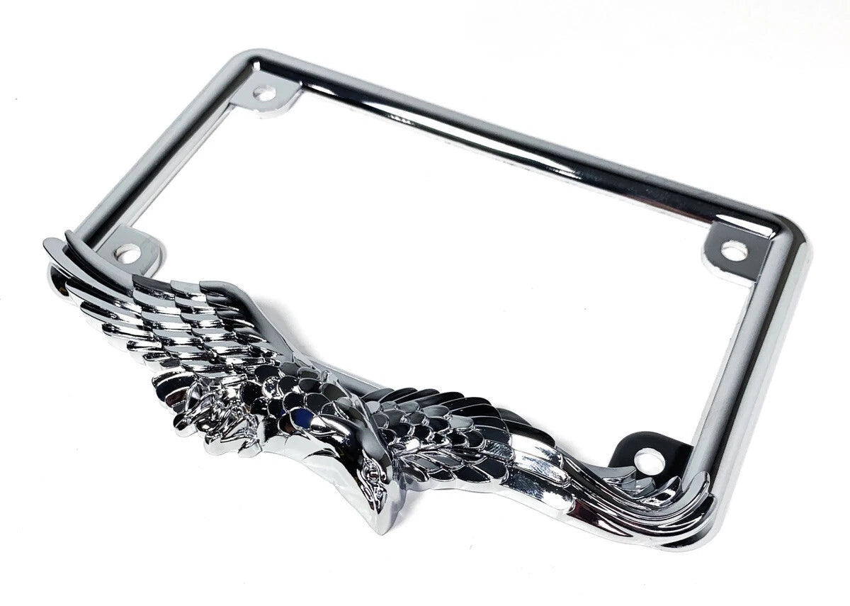 Chrome American Eagle License Plate Tag Frame Holder for Harley Davidson (2008–2024)