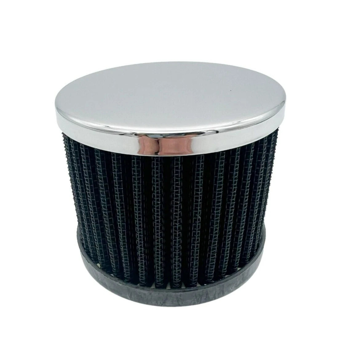 Chrome Valve Cover Breather Push-In for 1-1/4 in Hole (Black Filter)