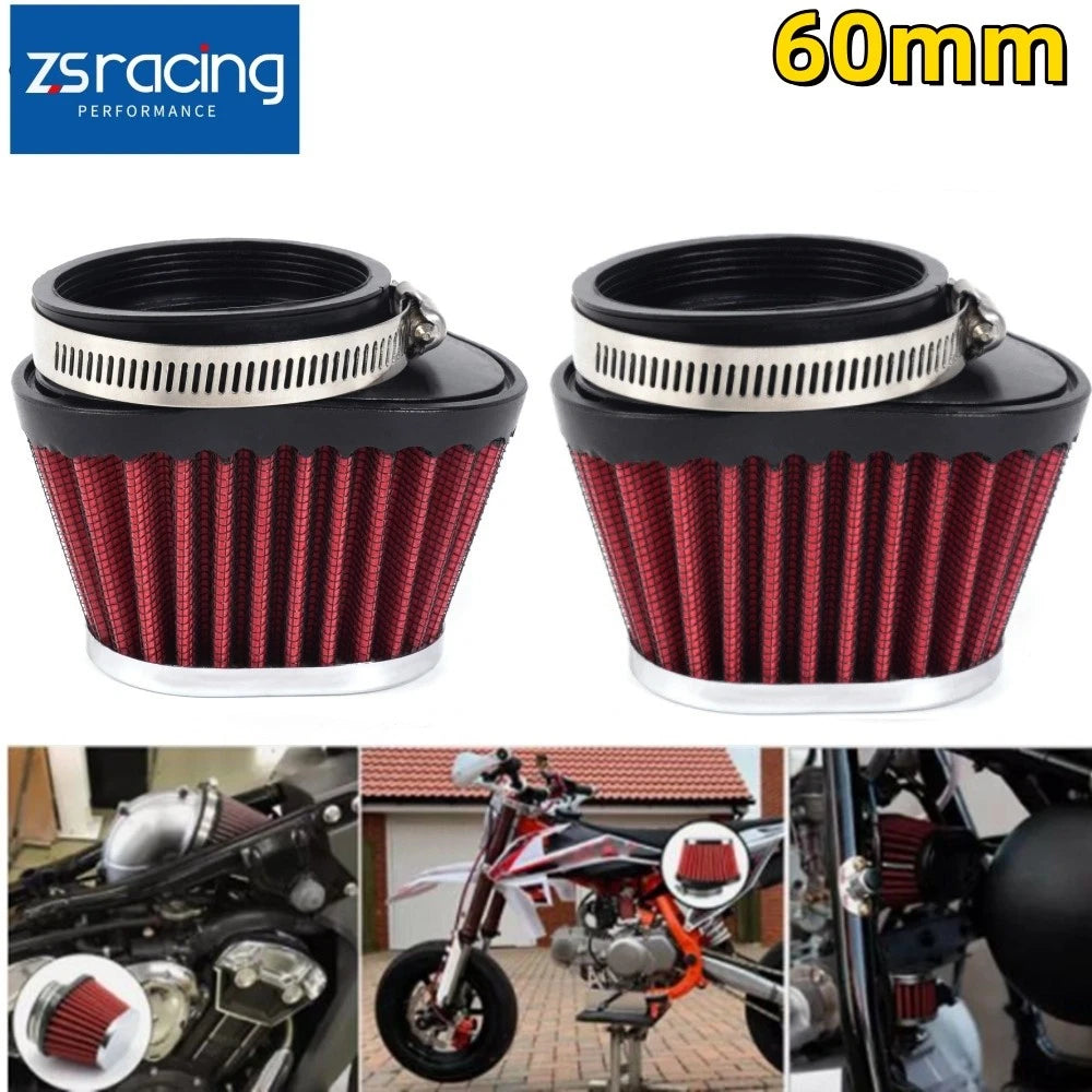 Pair 60mm Air Filter Pod Cleaner for Dirt Bike ATV Quad Motorcycle (Fits Various)