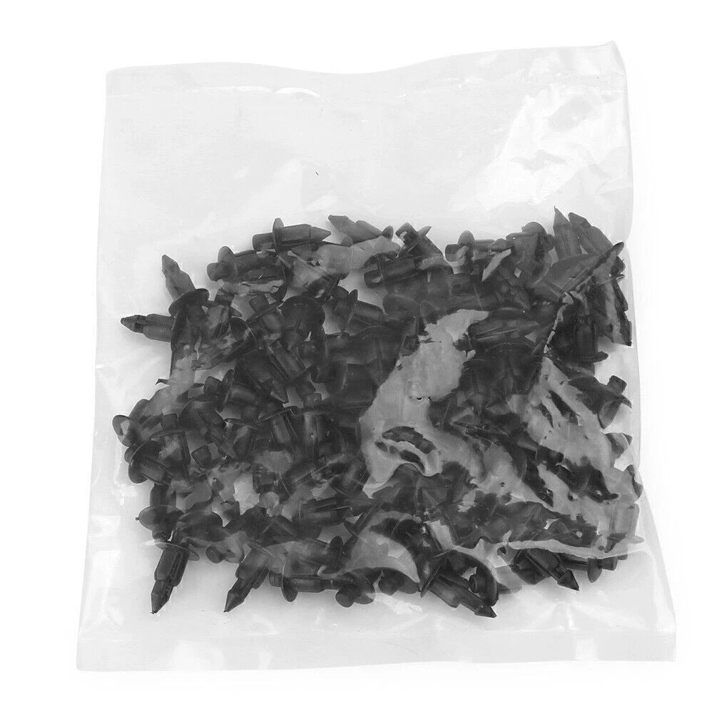 Set of 100 Plastic Push Rivets Fastener Clips for ATV (6mm Hole Dia)