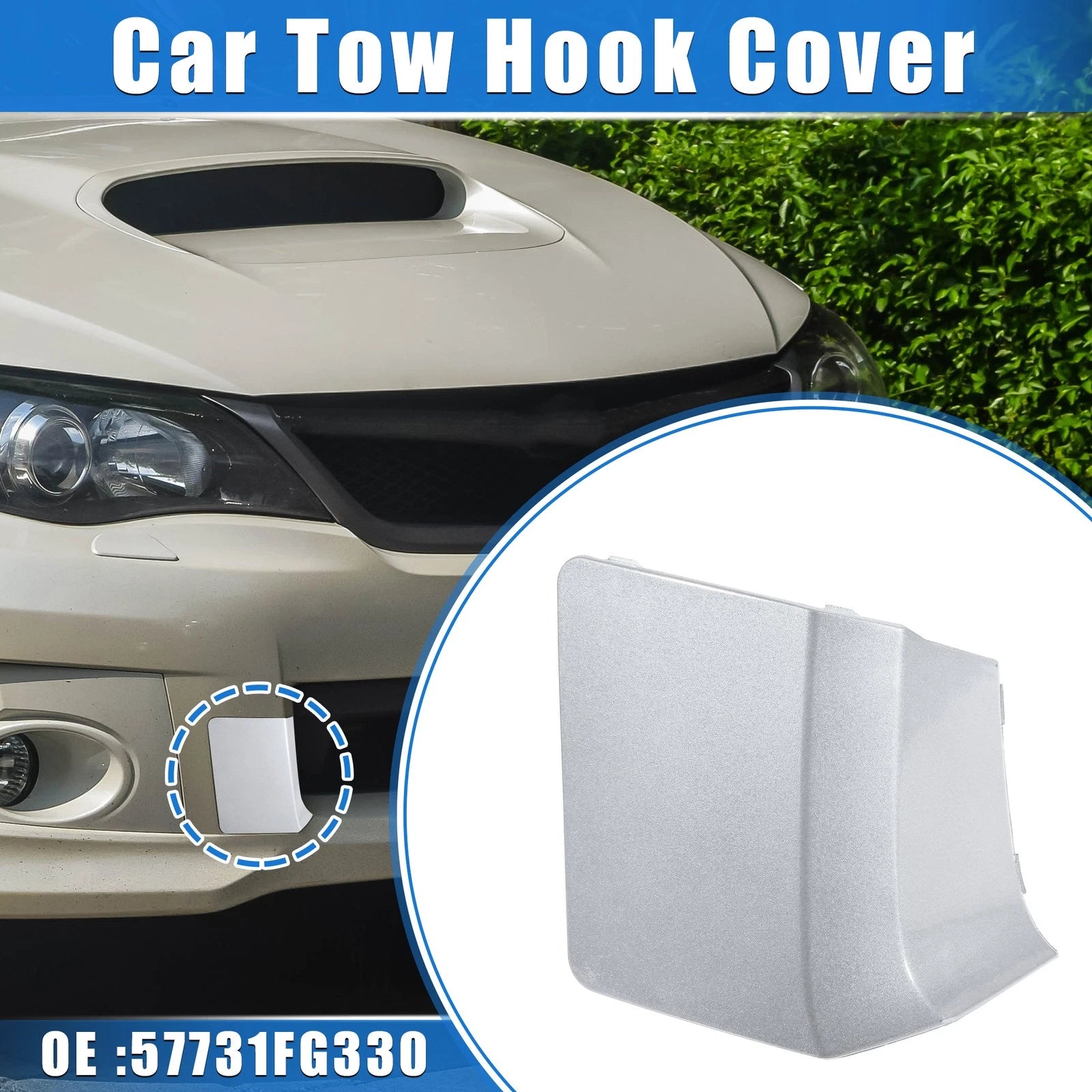 Tow Eye Hook Cover for Subaru Impreza (2010–2014) - Silver Tone