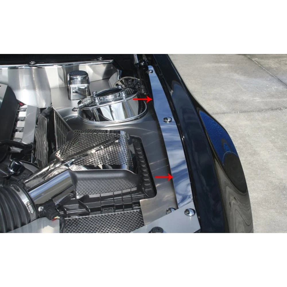 Polished Stainless Fender Top Caps with White LED for Ford Mustang (2005–2009)