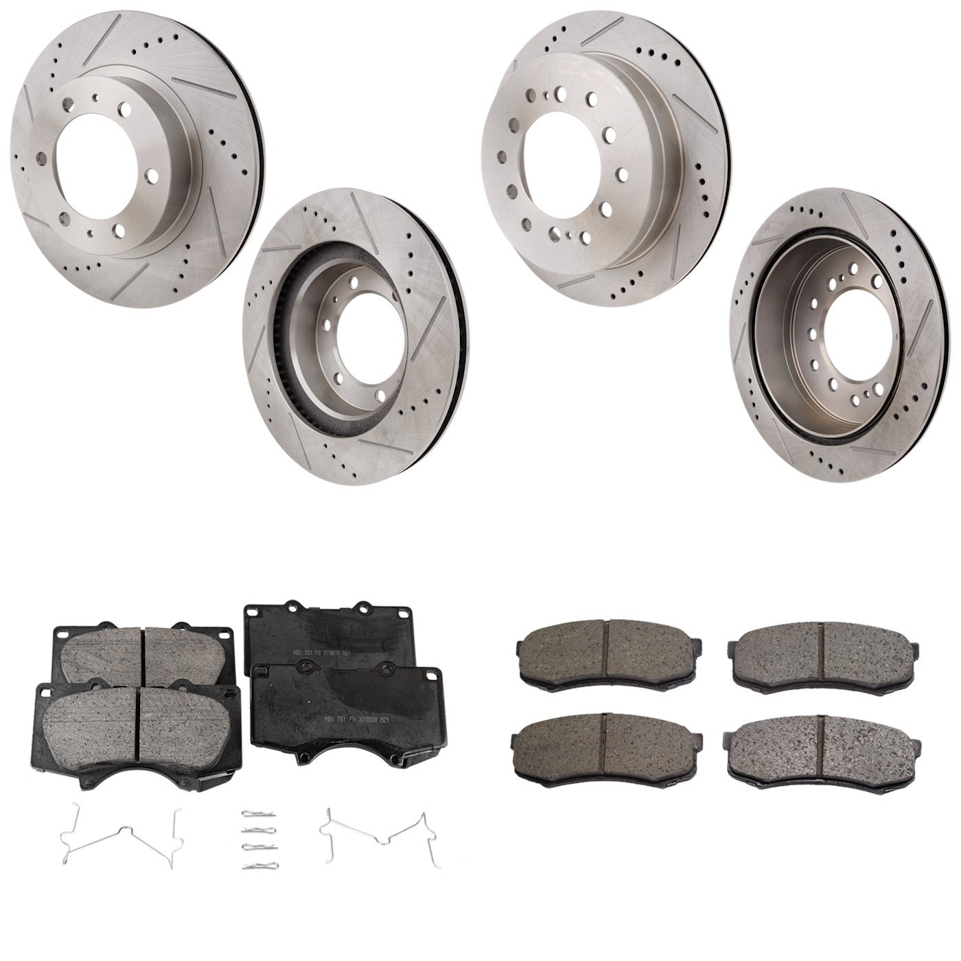 Disc Brake & Pad Kit for Toyota 4Runner (2003–2009) Cross-drilled Slotted