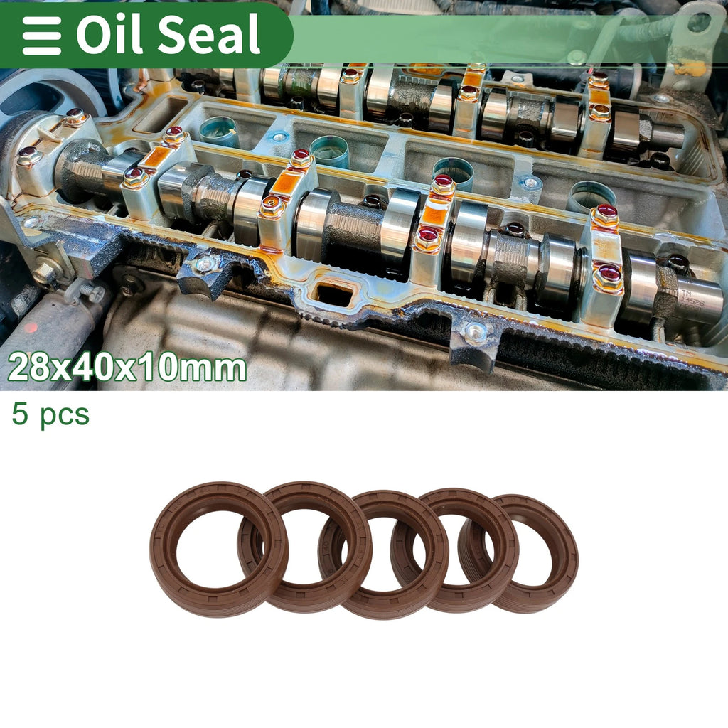 Set of 5 Oil Seals FKM Rubber 28x40x10mm for Various Models 