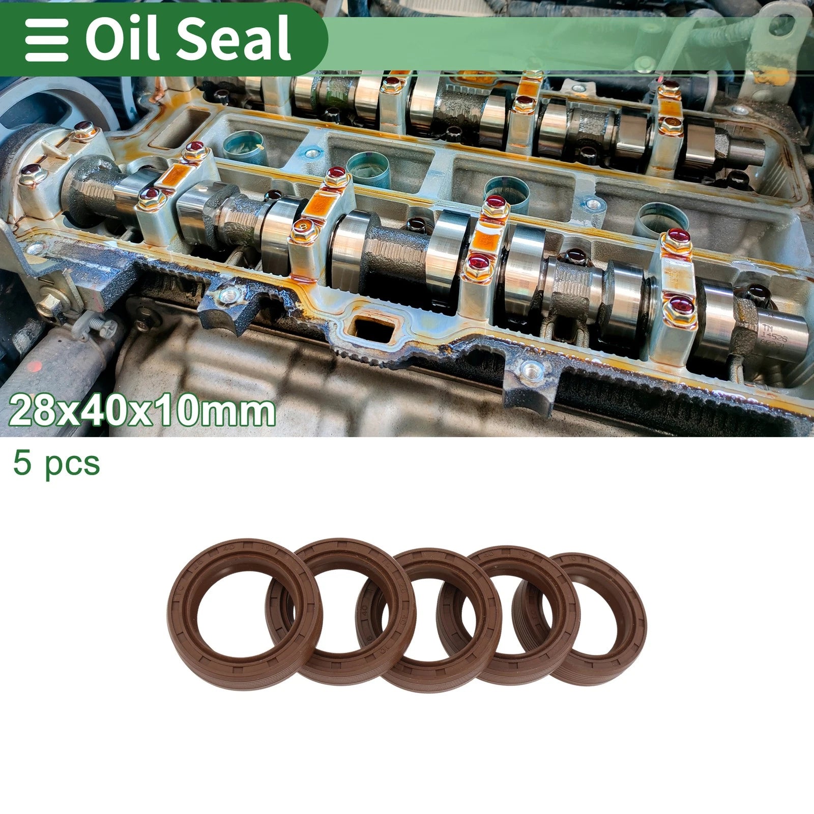 Set of 5 Oil Seals FKM Rubber 28x40x10mm for Various Models 