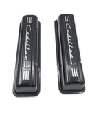 Black Aluminum Cadillac Script Valve Covers for Small Block Chevy (1957–1969)