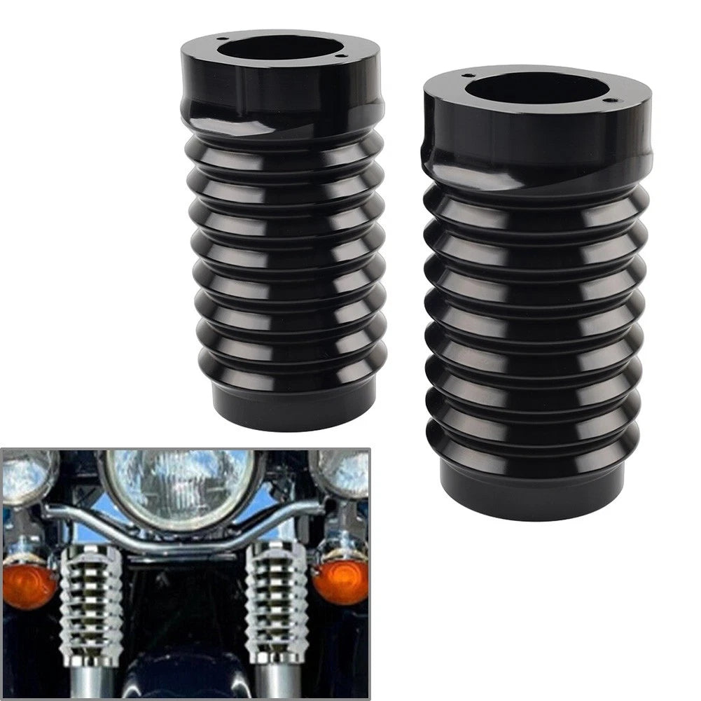 Retro Fork Boot Slider Covers for Harley Tour Road Street Tri Glide (2014–2023) Black