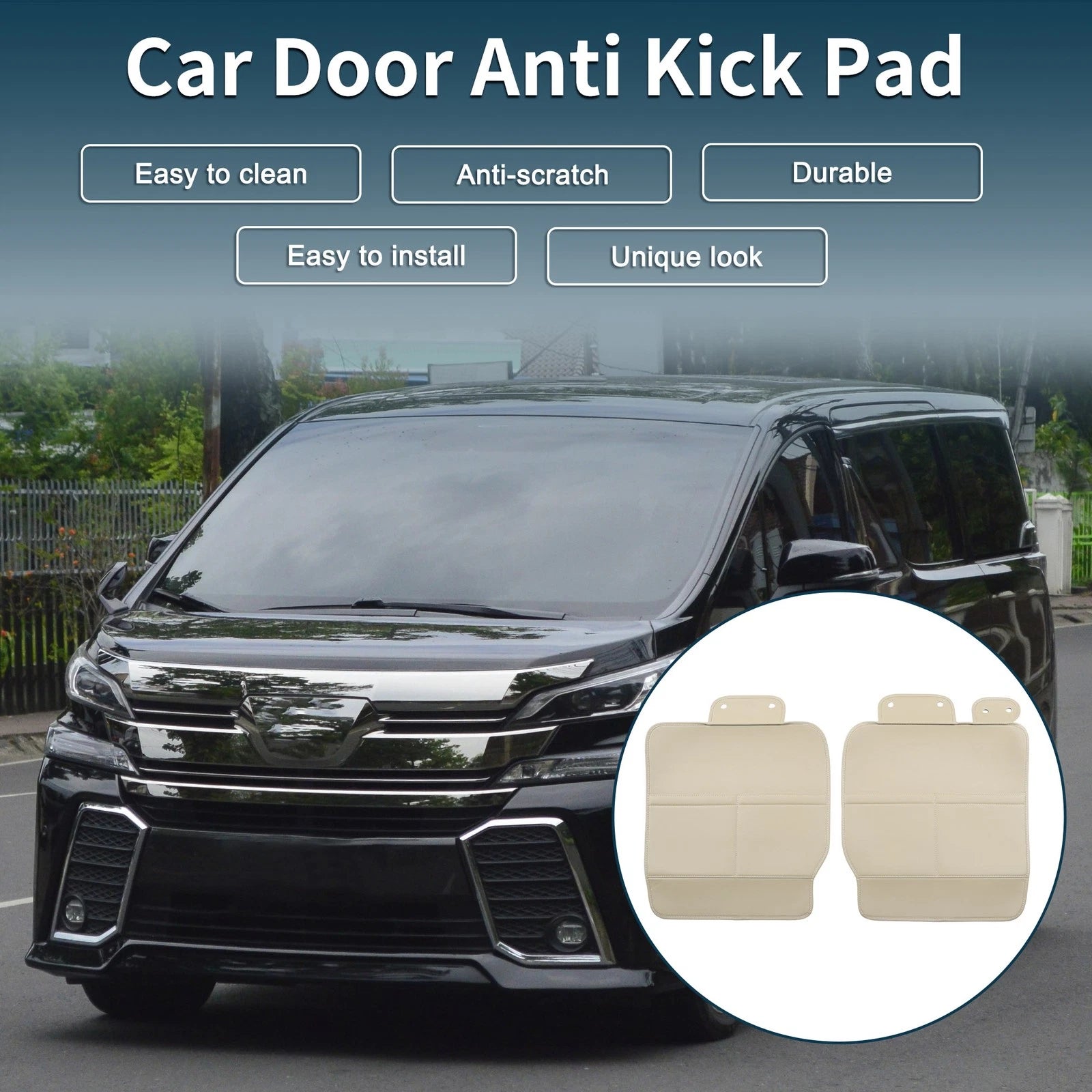 2X Car Door Anti Kick Pad Sticker for Toyota Vellfire Alphard (2015–2020) Beige