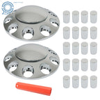 Set of 2 Chrome Front Axle Cover Hub Caps for Semi Truck (Fits 33mm Lug Nuts)