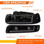 LED DRL Bumper Headlights for Chevy Silverado (1999–2002) Tinted Housing