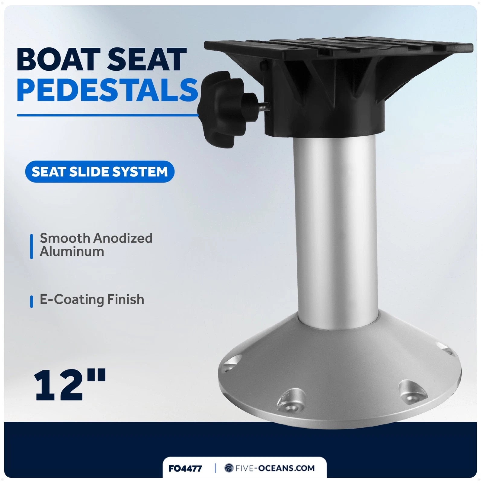 Boat Seat Pedestal for Fixed Height 12 Inch (Universal Fit)