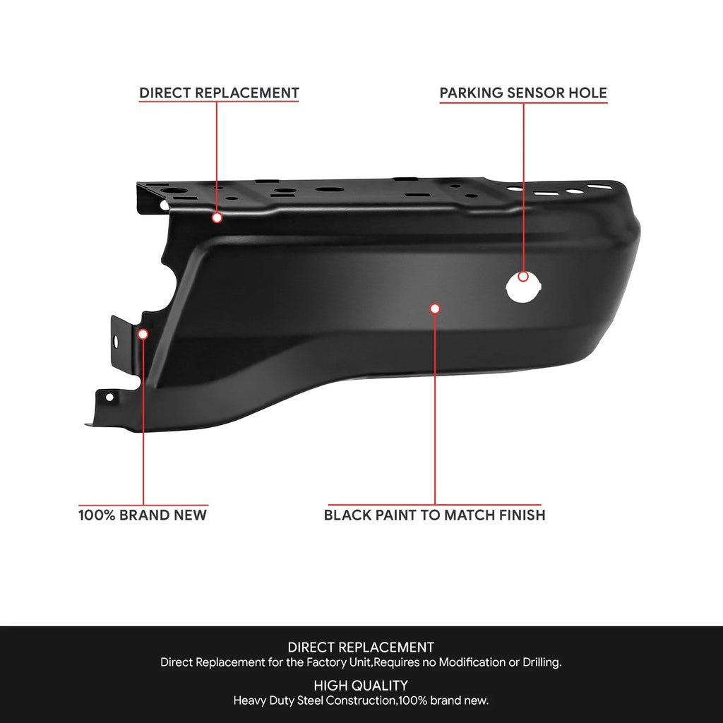 Right Rear Bumper End Caps for Ford Ranger (2019–2023) - Black, Parking Sensor Holes