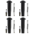 Set of 4 Denso Double Platinum Spark Plugs & Coil Boots for Ford Focus, Transit Connect