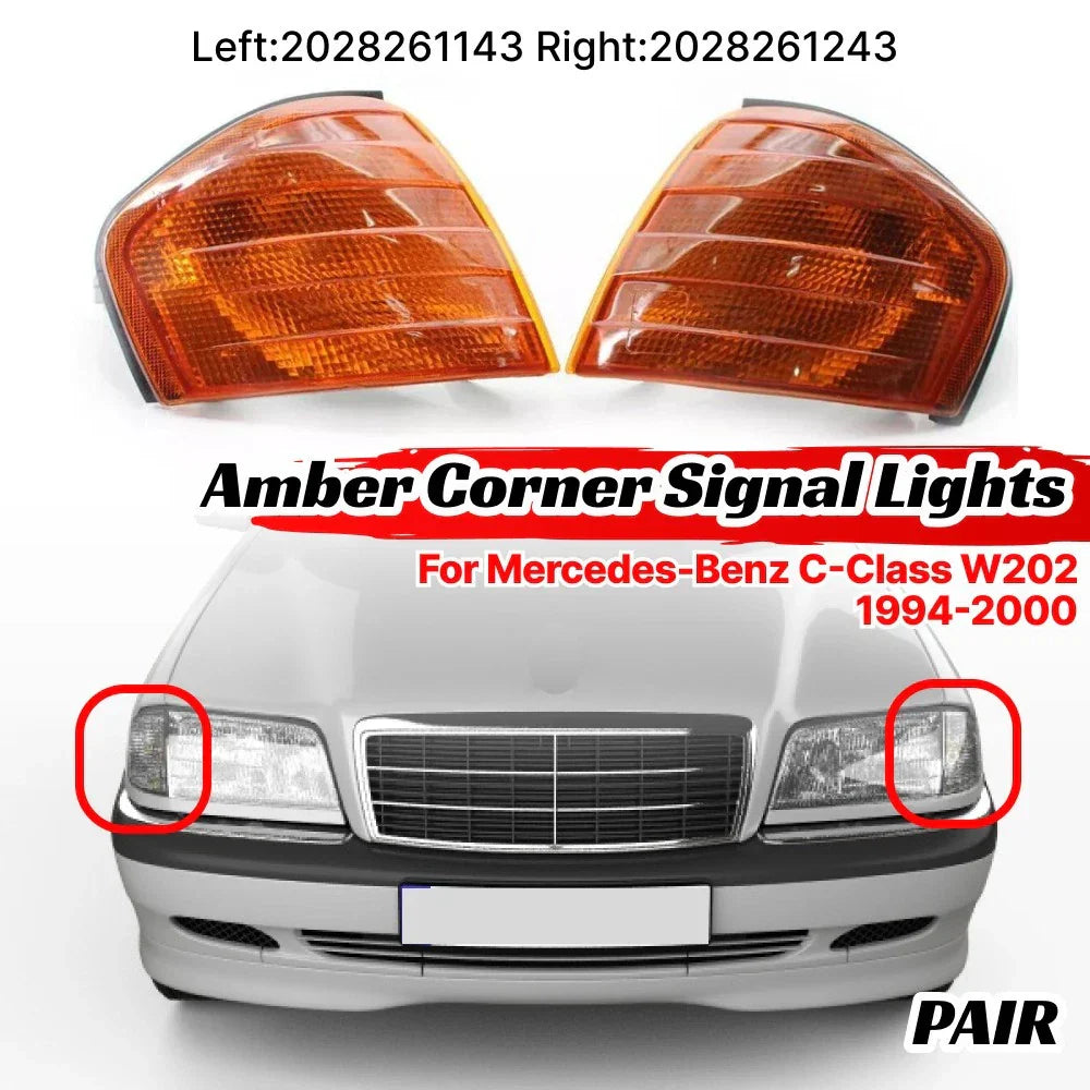 Side Marker Parking Lights Lamps for Mercedes-Benz C-Class W202 (1994–2000)