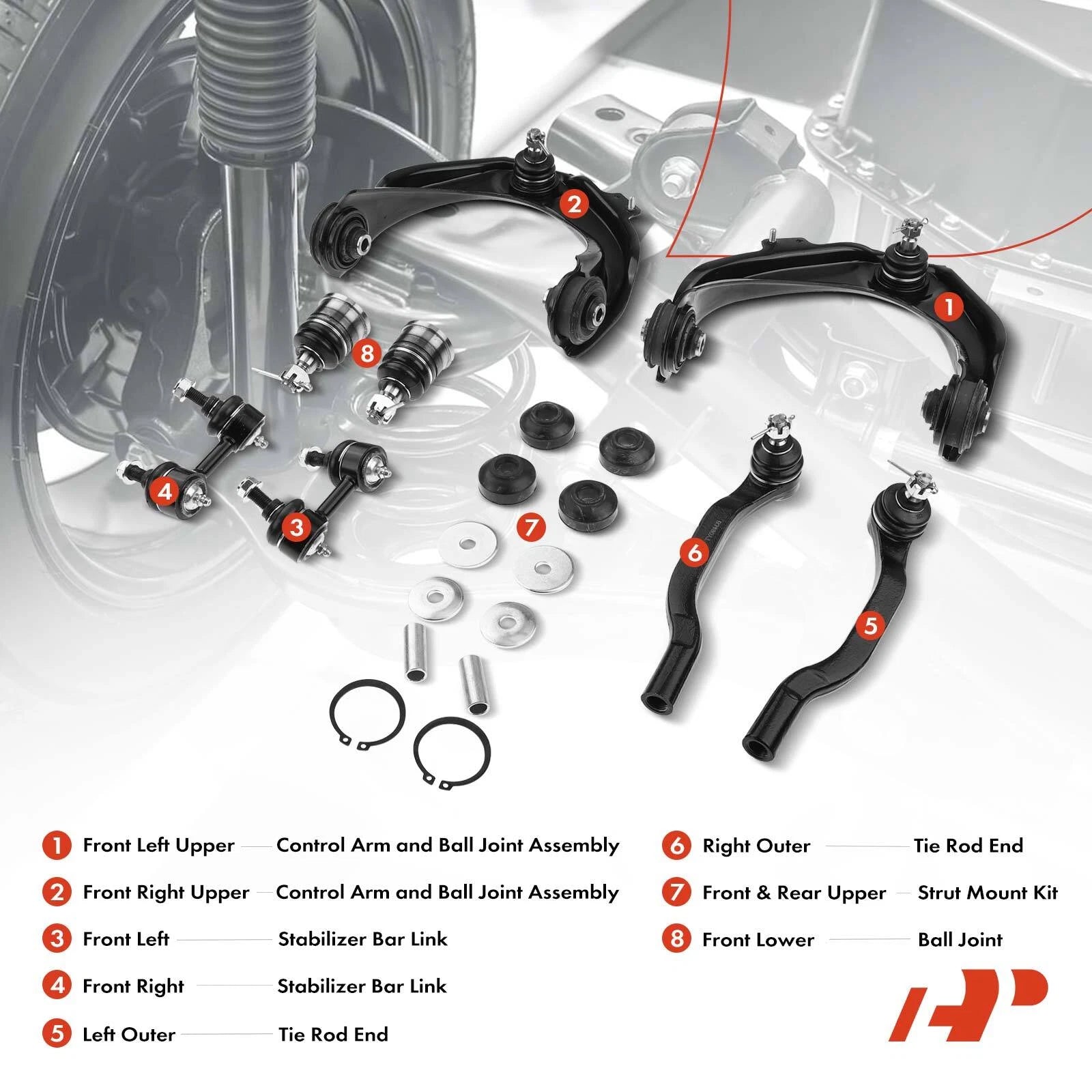 10x Front Control Arm Sway Bar Tie Rod for Honda Accord (1998–2002)