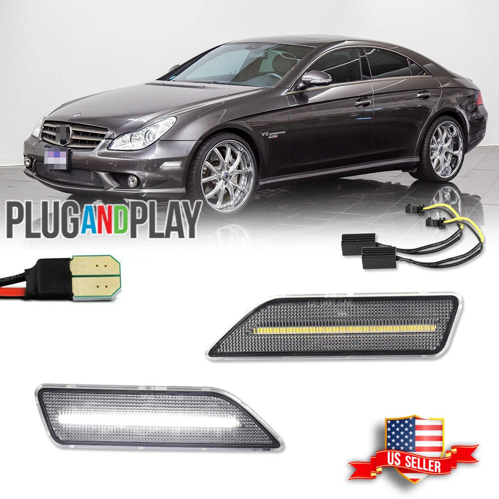 Clear White LED Side Marker Lights for Mercedes Benz CLS-Class (2006–2011)