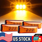 Set of 4 Amber LED Side Marker Clearance Lights for Trailer Truck RV