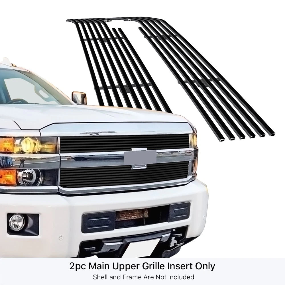 Upper Black Billet Grille for Chevy Silverado 2500HD/3500HD (2015-2019)