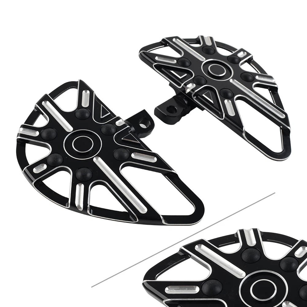2X Rear Passenger Footrest Floorboard Black Aluminum for Harley Touring Softail