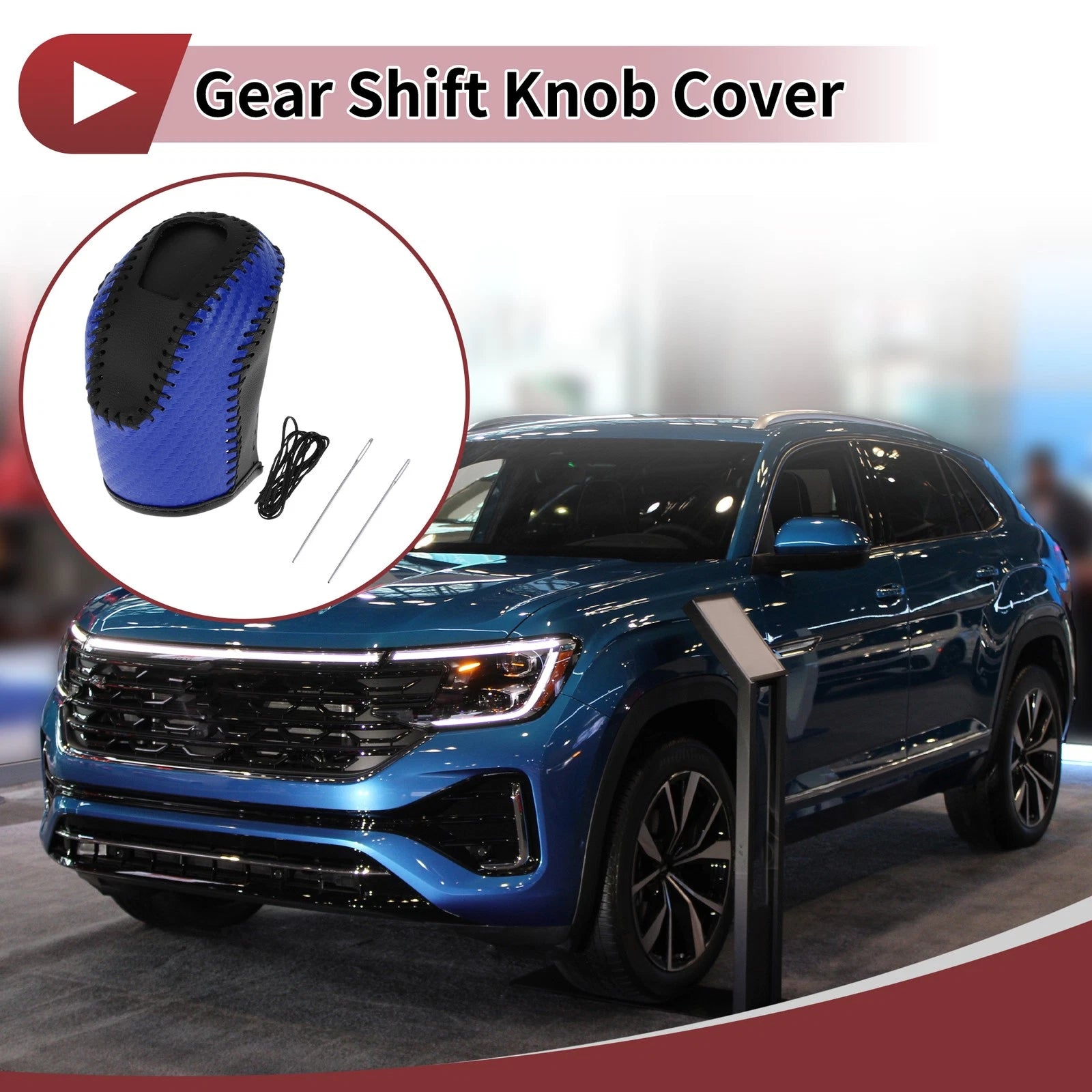 1 Pc Gear Shift Knob Cover for Volkswagen Taos (2022–2023) Blue Black