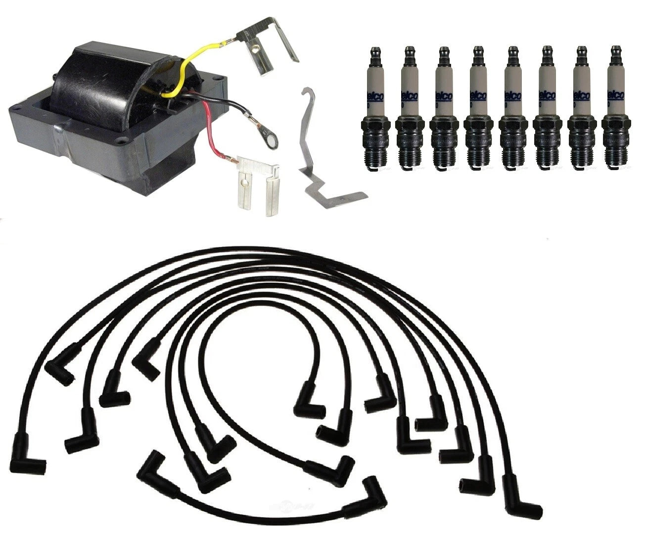 Ignition Wires & Spark Plugs Kit for Chevy C30 GMC C2500 C3500 (1973–1991)