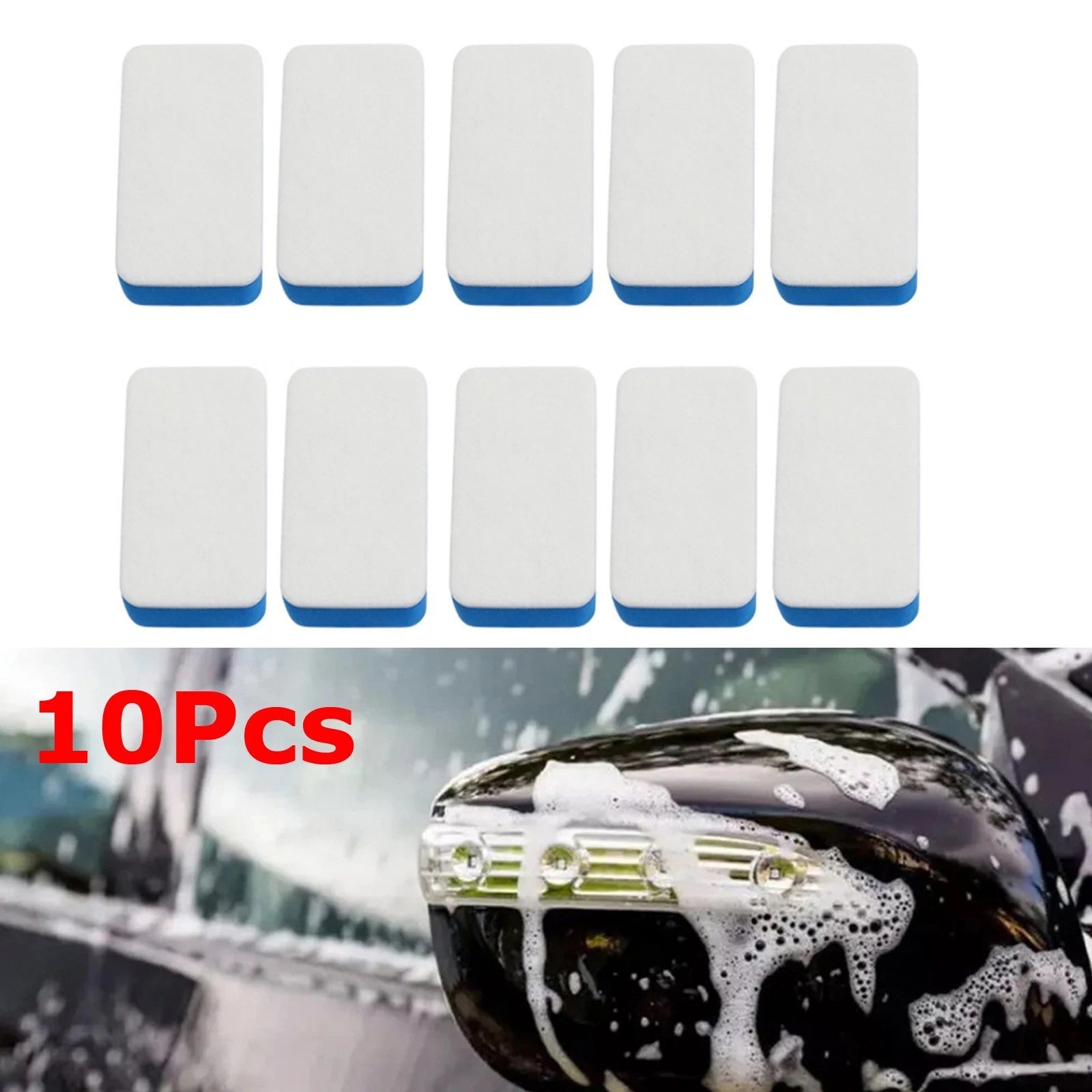 10X Car Glass Oil Film Cleaning Sponge Set - EVA Foam + Felt Cloth