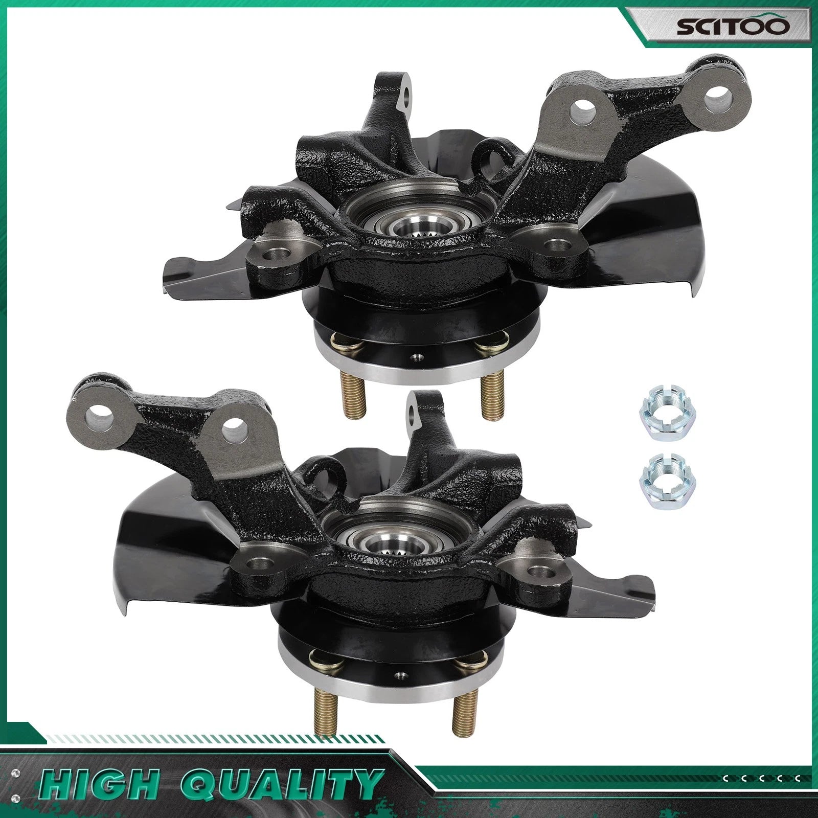 Pair Front Steering Knuckle & Wheel Bearing Hub for Hyundai Accent (2006–2011)