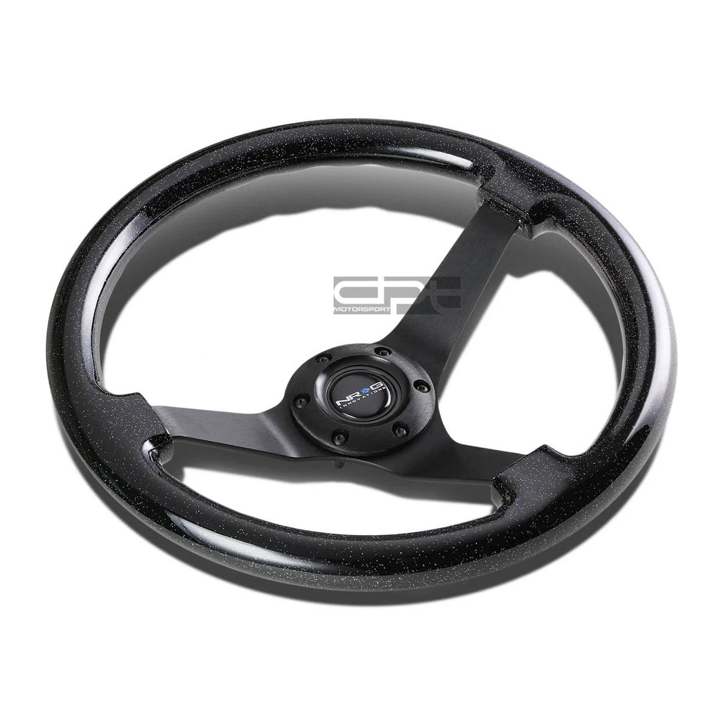 NRG RST-036BSB-BK 35CM Deep Dish Anodized Aluminum Wooden Steering Wheel