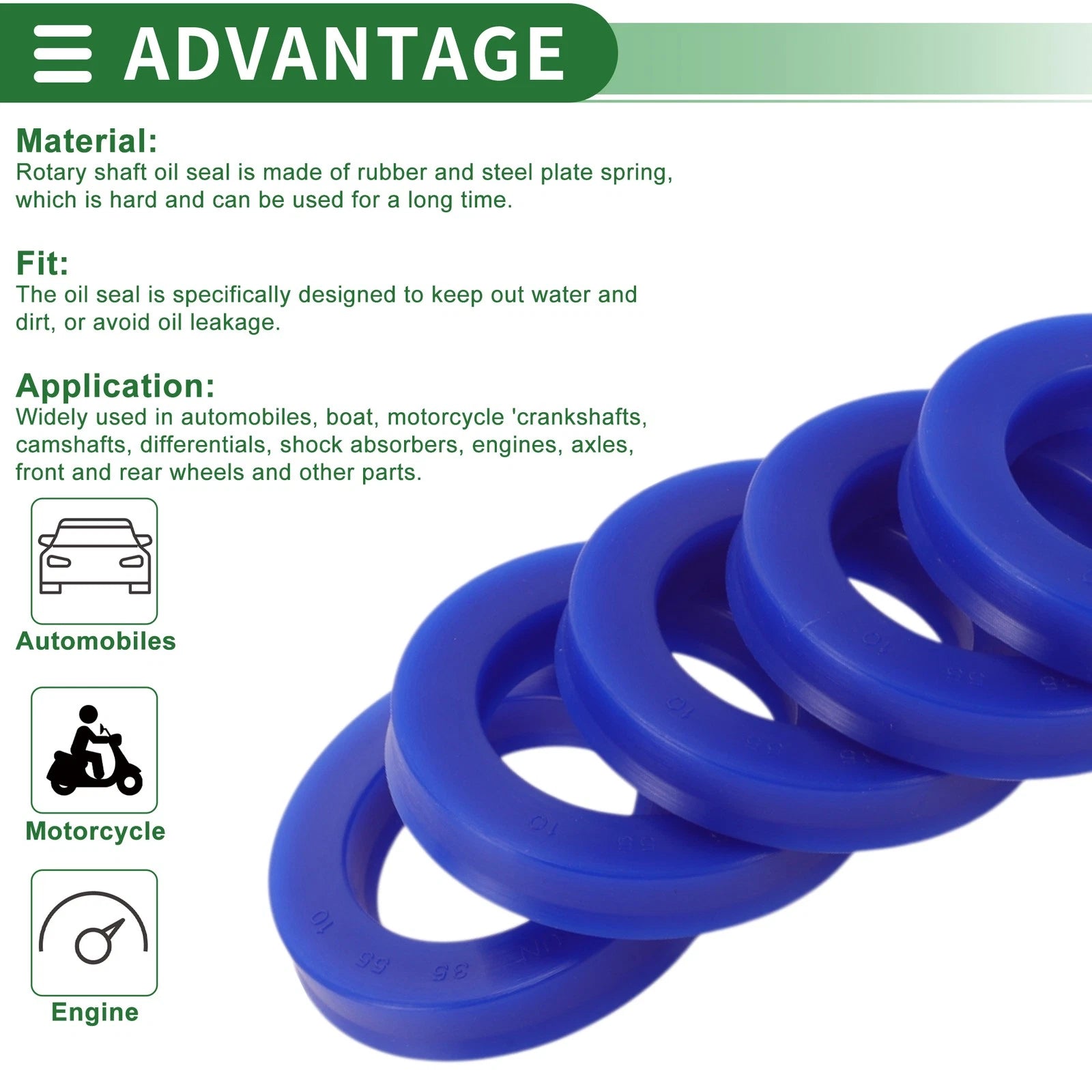 Set of 5 Oil Seal Rotary Shaft Seal 35x55x10mm High Pressure for Various Models