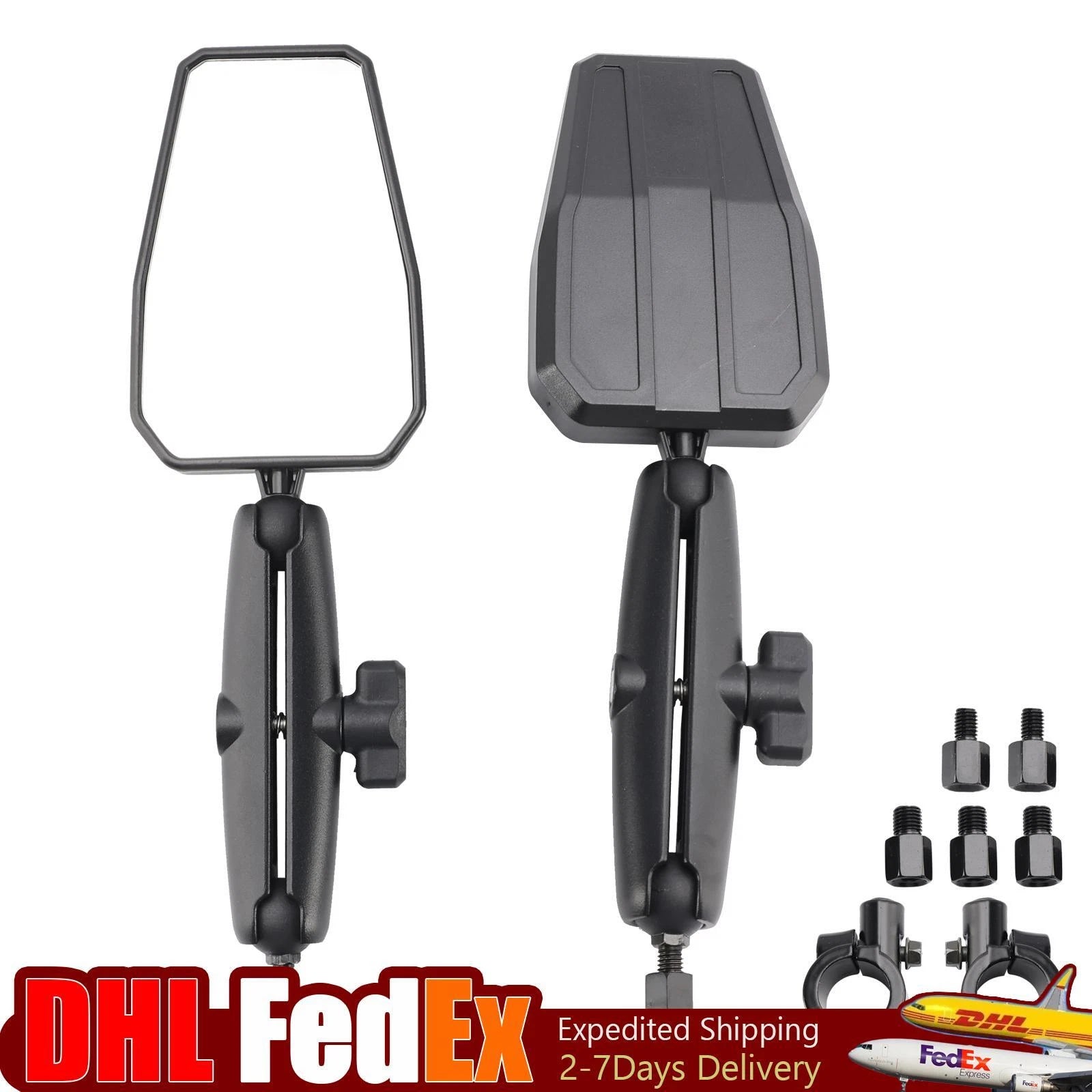 Black Folding Motorcycle Mirrors Adventure Mirror Kit Universal Fit