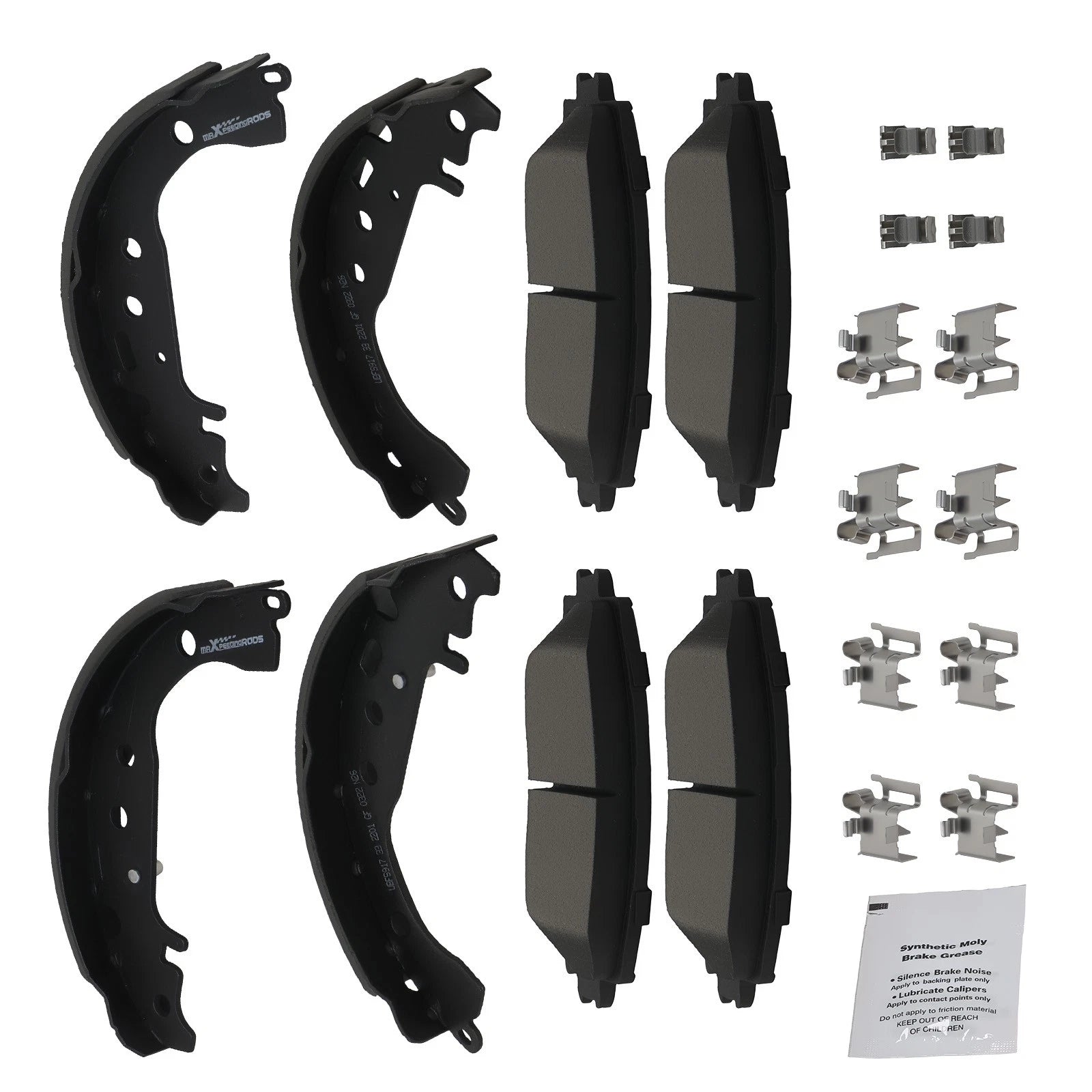 Set of 4 Ceramic Brake Pads and Drum Shoes for Toyota Yaris (2006–2014) D1184
