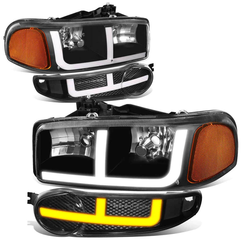 Switchback LED DRL Pair Headlights for GMC Sierra Yukon Denali (2001–2007)